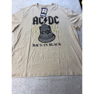 AC/DC Back in Black Hells Bells Graphic Tee Cream Mineral Wash XXL 15802 Mens